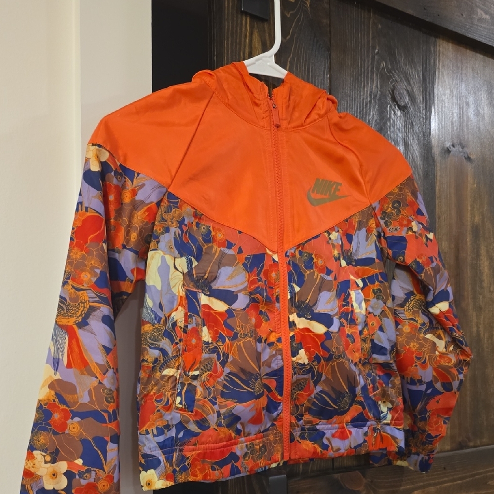 Nike Orange Floral Hooded Jacket